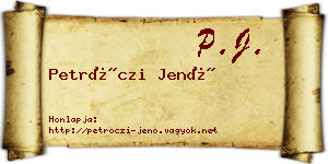 Petróczi Jenő névjegykártya